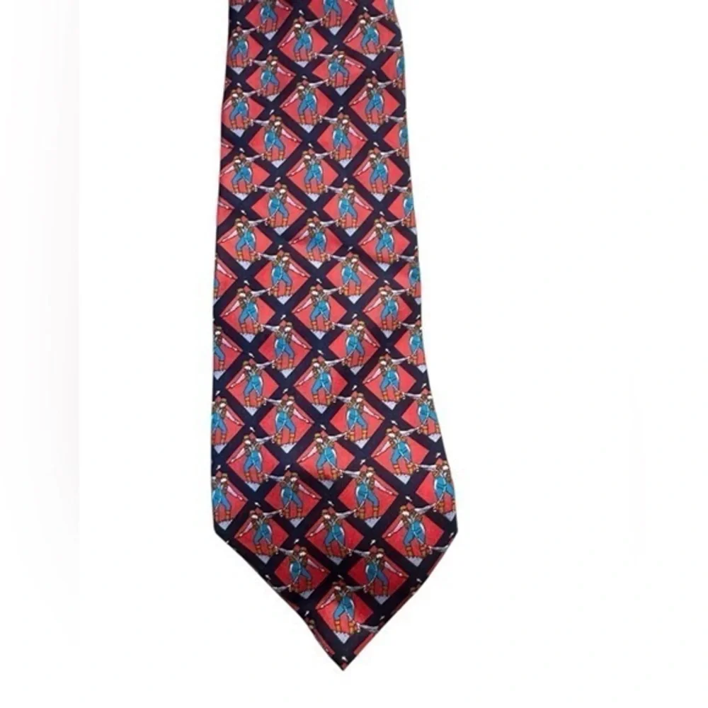 Beauford The Rack Mens Silk Tie - Fly Fishing Theme - Red Patterned
